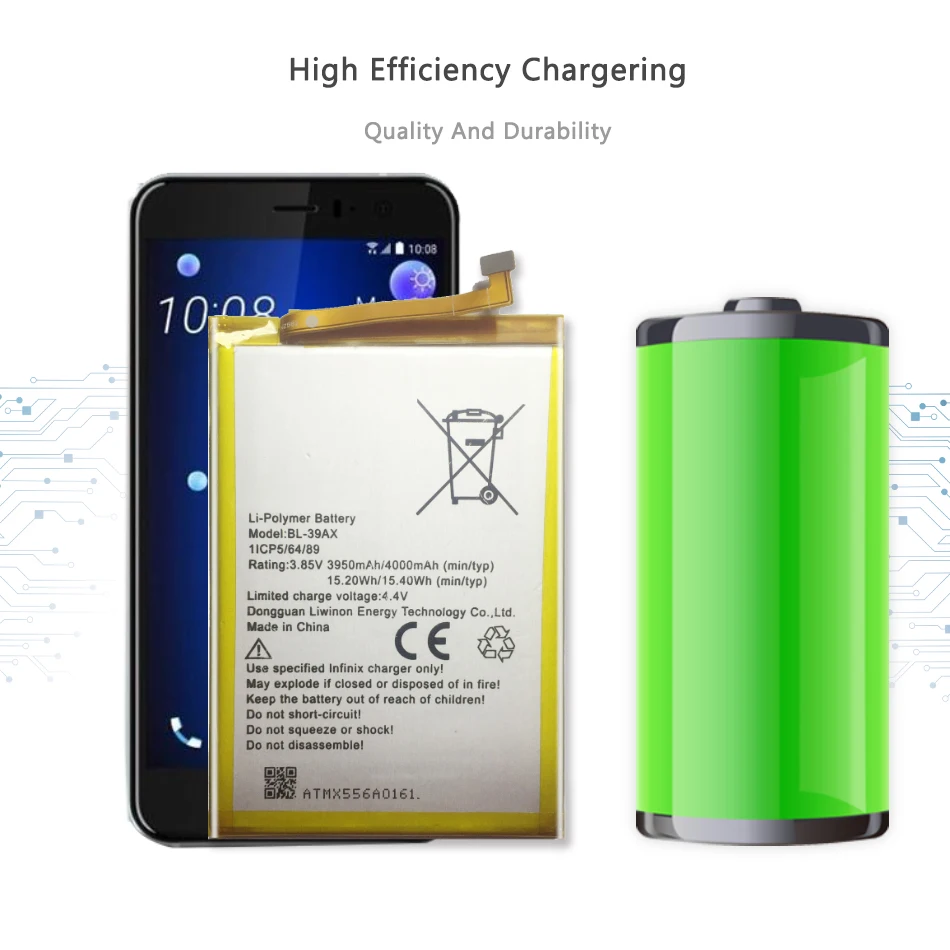 

BL-39AX For Infinix 4 X557 BL-39AX 4000mAh Rechargeable Lithium Polymer Battery For Infinix 4 X557