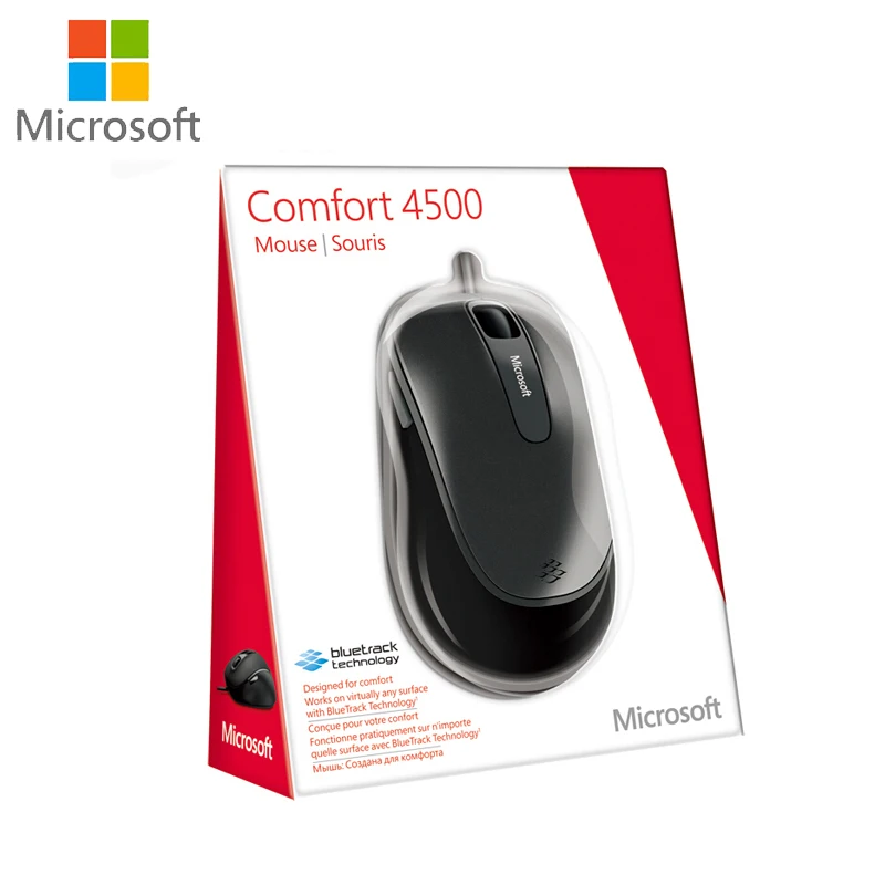 Microsoft 4500 Удобная синяя USB 2 0 Компьютерная мышь 1000 dpi Подлинная технология Bluetrack