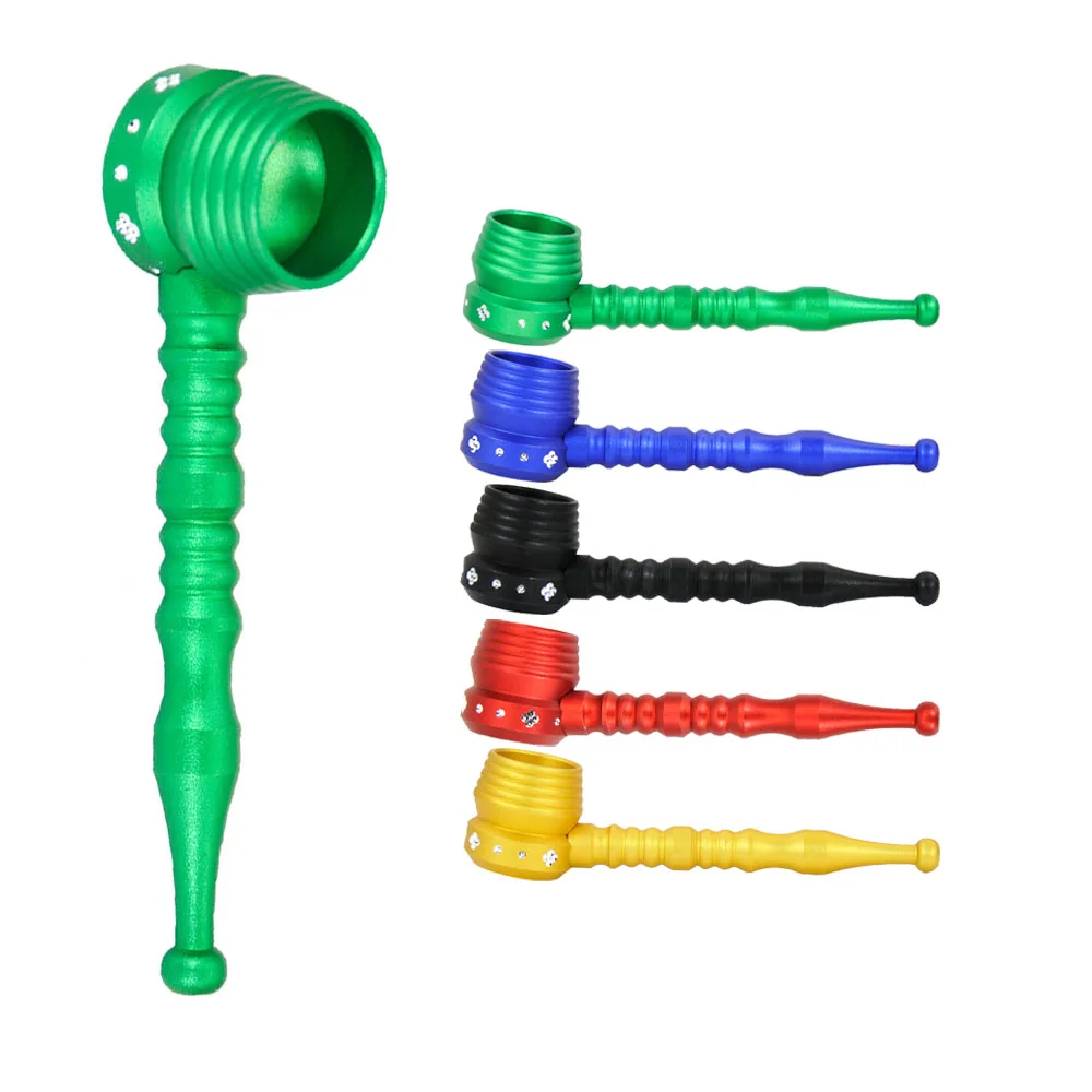 

HORNET Aluminum Tobacco Hand Pipe with Thread Design 4.8 Inch Colorful Portable Metal Smoking Pipes Herb Grinder Accessories