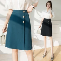 spring summer womens elegant commuting irregular high waist slim office lady knee length soft a line skirt