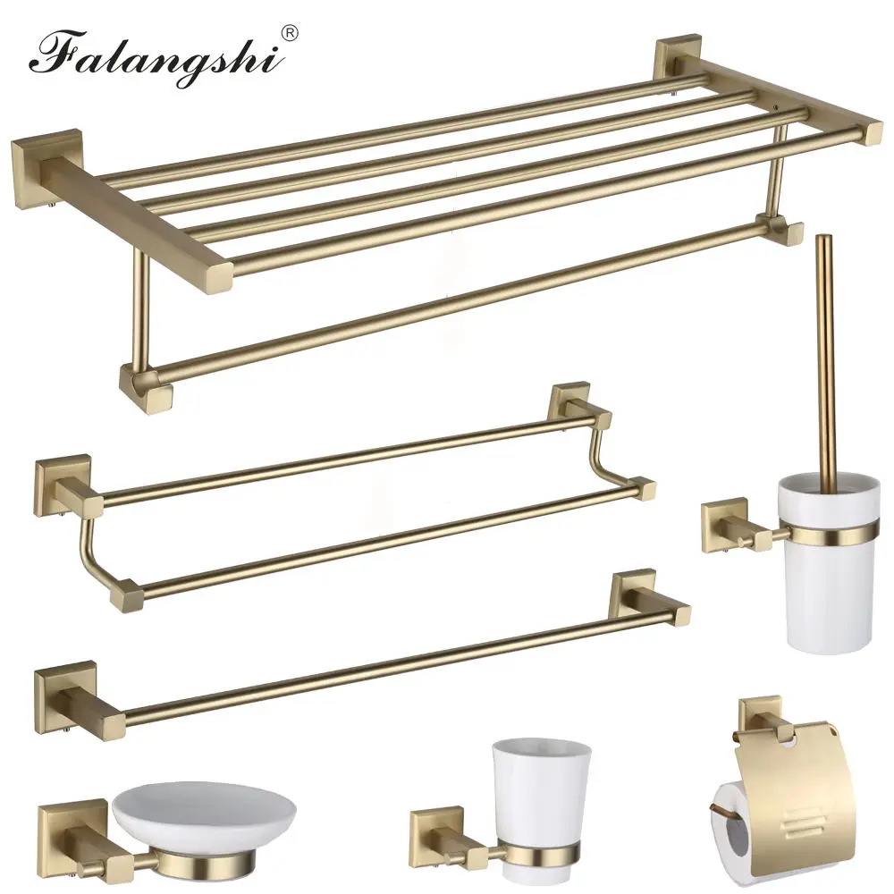 Золотая щетка для ванной комнаты Набор медных латунных полотенец держатель