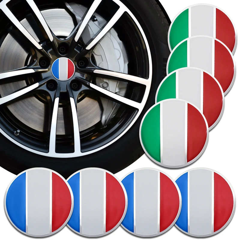 

4pcs 56mm Car Hub Cover Sticker Decals Car Styling Italy France Flag For Hyundai Peugeot Citroen Ford VW Benz Auto Accessories