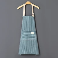 kitchen cooking apron cotton linen stripe printed anti oil sleeveless aprons for men women cooking baking waist apron