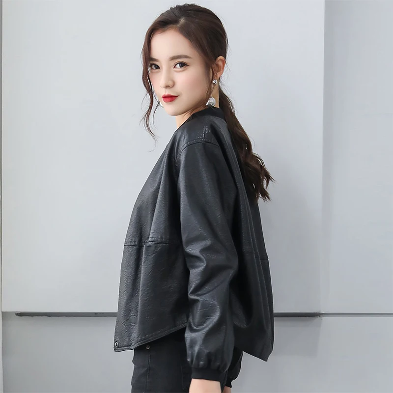 Fitaylor 2021 Женская мотоциклетная куртка из искусственной мягкой кожи короткая