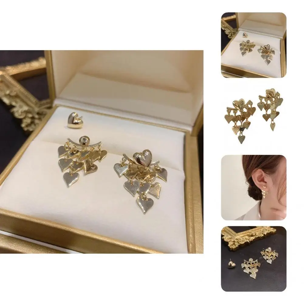 

Drop Earrings Shiny Heart-shaped Trendy Sparkling Women Drop Earrings Studs Tassel Earrings Dangle Earrings 1 Pair