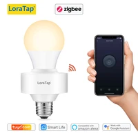tuya smart zigbee 3 0 led bulb socket lamp adapter holder e27 works with google home alexa echo remote control on off diy mqtt