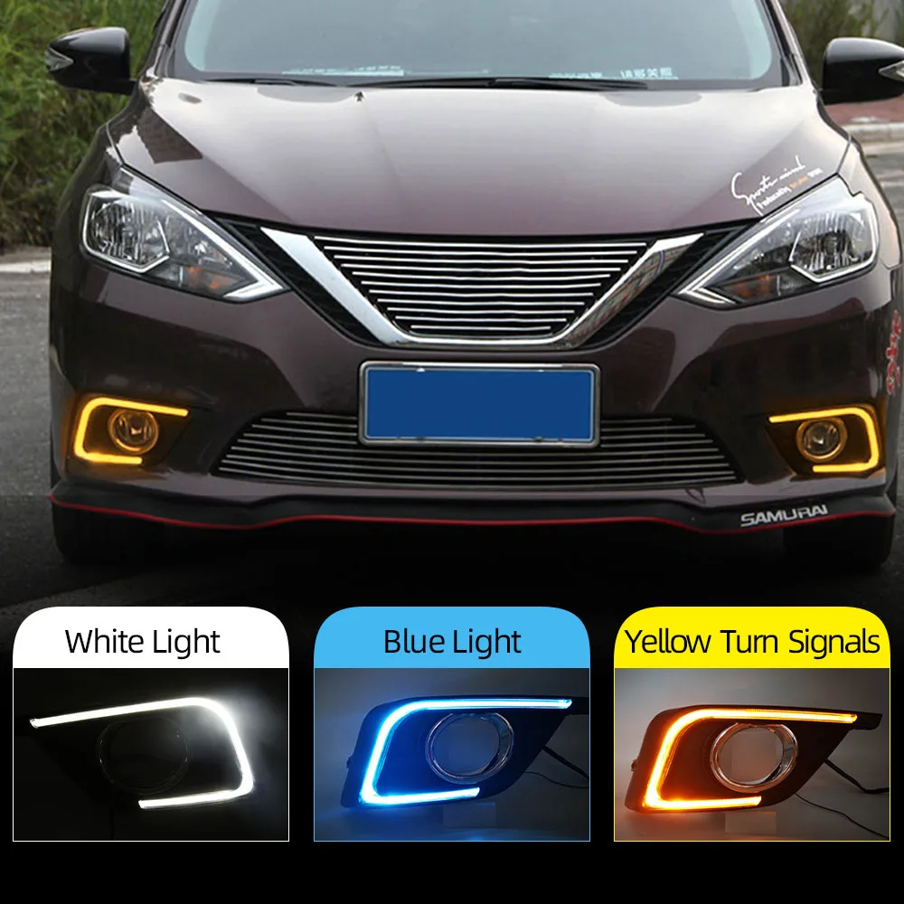 1 комплект автомобильных мигающих дневных ходовых огней для Nissan Sentra Sylphy 2016 2019