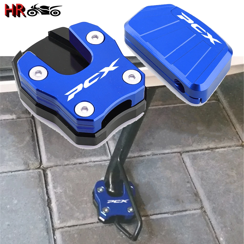 

PCX 125 150 Motorcycle CNC Kickstand Side Stand Extension Brace Kit Plate Enlarger Pad Set For HONDA PCX125 PCX150 2018-2021