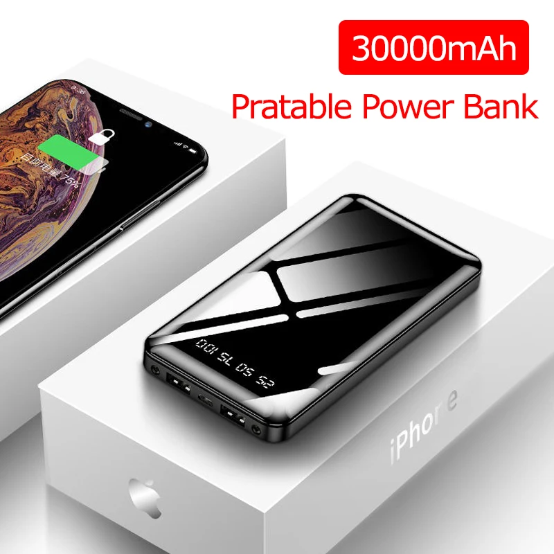 Портативное зарядное устройство 30000 мАч внешний аккумулятор для IPhone Xiaomi Mi 9 11 Max |