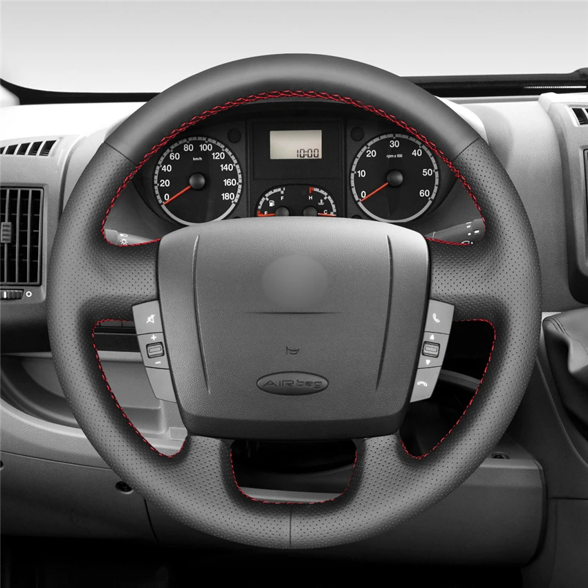 Чехол на руль из черной искусственной кожи для Fiat Ducato 2006-2019 Ram ProMaster (Cargo) (шасси с