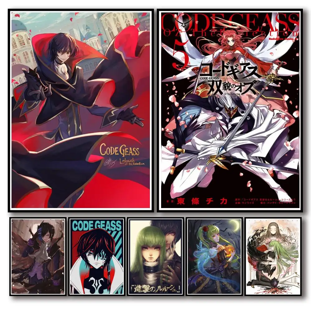 36 дизайнов аниме код Geass белая бумага плакат мультфильм абстрактное искусство