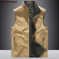 2021 spring and autumn new mens vest double sided cotton casual middle aged dad wear all match vest fashion vest jacket