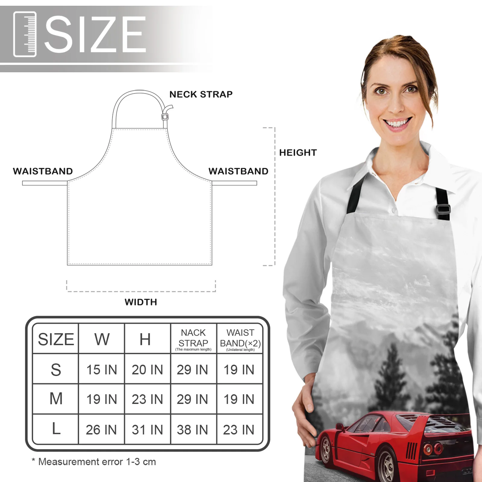 

Red Sports Car View Printed Kitchen Cooking Baking Aprons Canvas Sleeveless For Women Man Kids Home Delantal Cocina