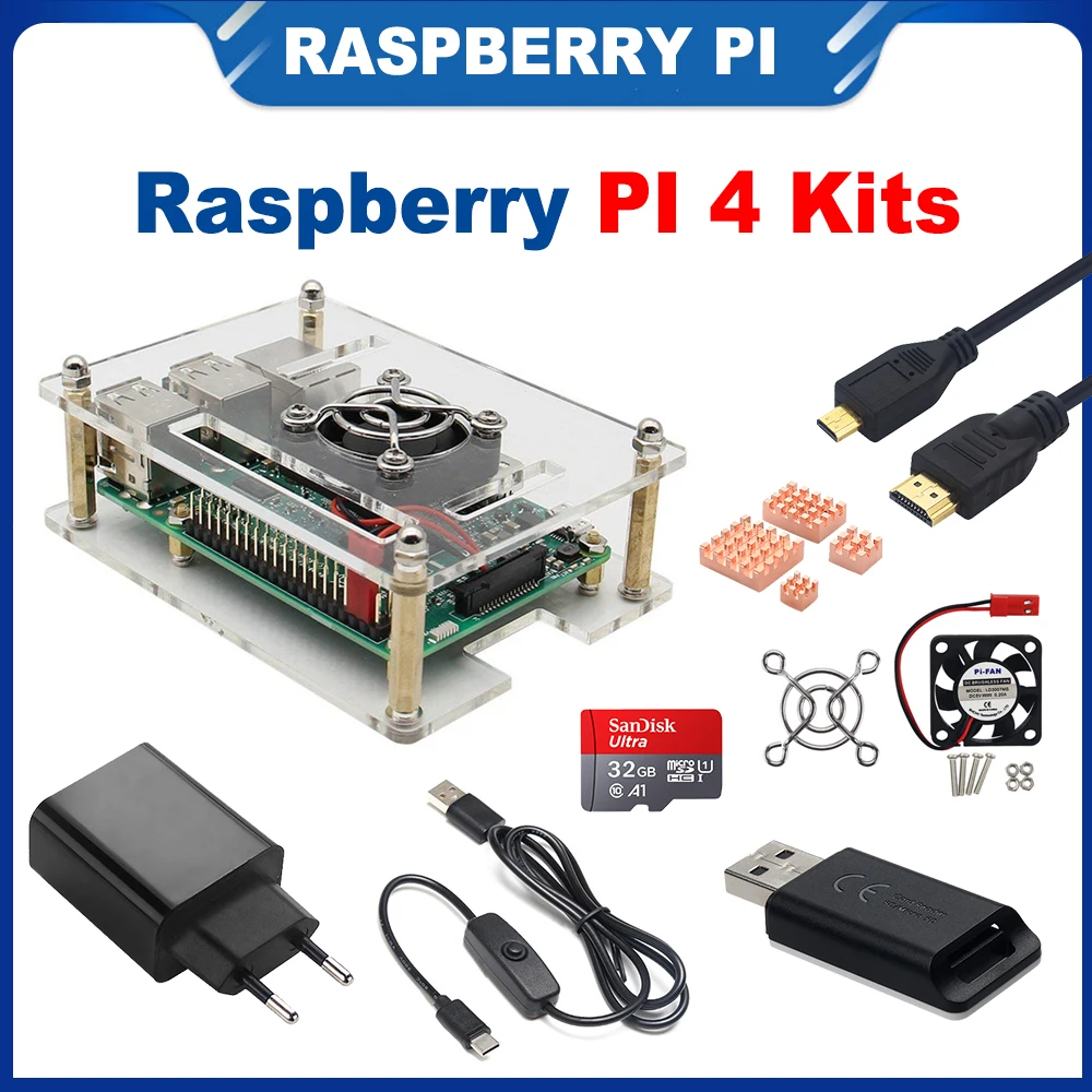 ITINIT R50 Raspberry Pi 4 с Оперативная память 2/4/8 ГБ GB 8GB чехол Наборы + 32/64 Гб SD карты HDMI