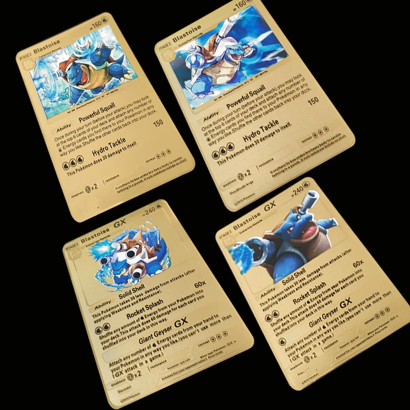 6 стилей листов Покемон металлические карты Blastoise серии Золотая коллекция карт подарок детская игровая коллекция карт
