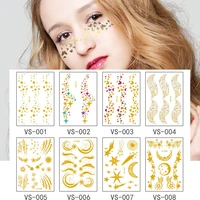 10 kinds gilt tattoo face shiny golden makeup sticker temporary body art disposable party make up fashion tatouage temporaire
