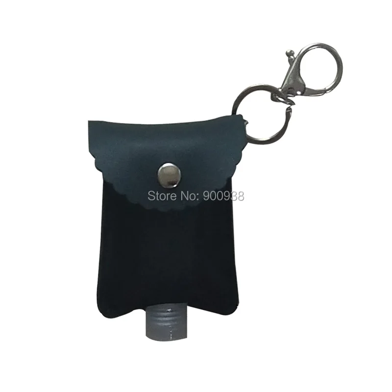 Envase de desinfectante para las manos de pl&aacute;stico, botella vac&iacute;a port&aacute;til de cuero, soporte keychian de color puro-5
