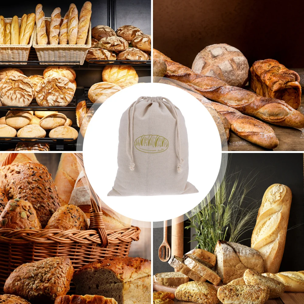 

1Pc Linen Bread Bag Reusable Drawstring Bag Homemade Bread Storage Pouch