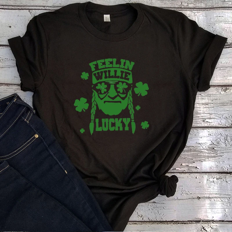 Feelin Willie Lucky Tee 2020 футболки с трилистником женские ирландские s Day VintageSt Patricks рубашка