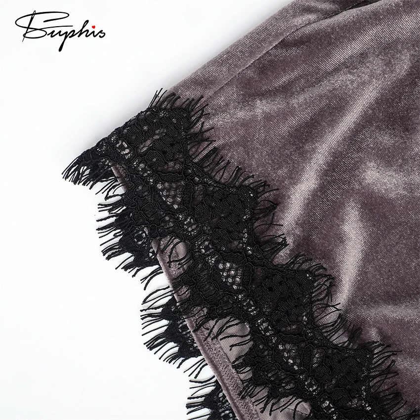 Женские привлекательные пижамные комплекты Suphis коричневые бархатные кружевные