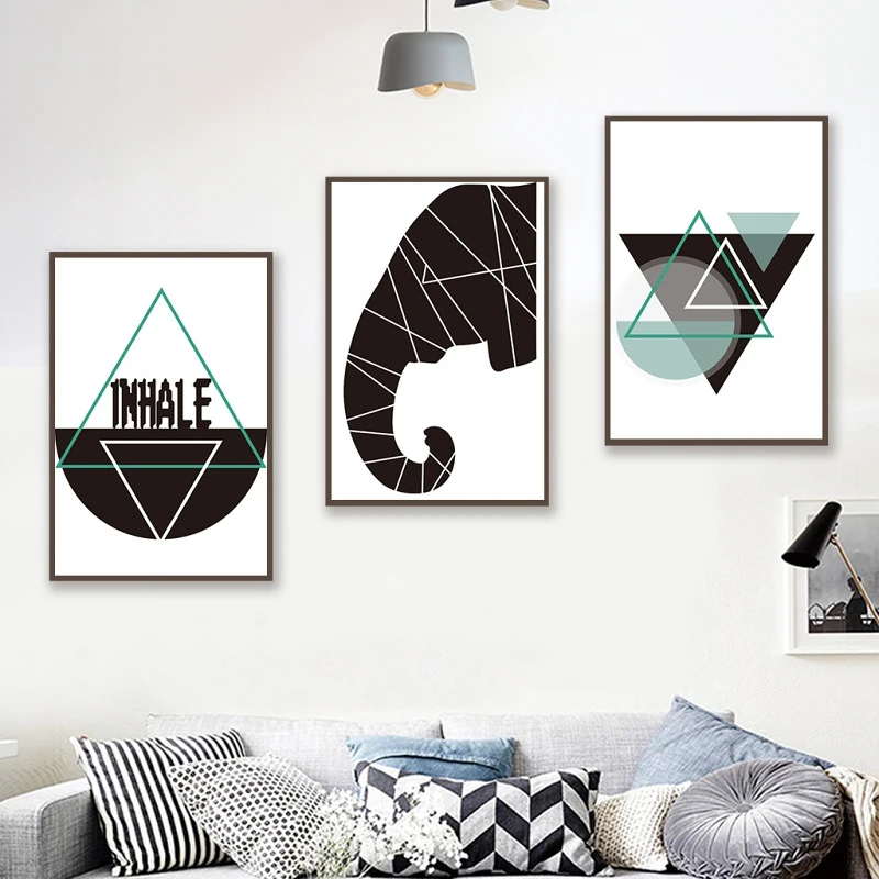 Минималистичный художественный постер на холсте в скандинавском стиле с черно