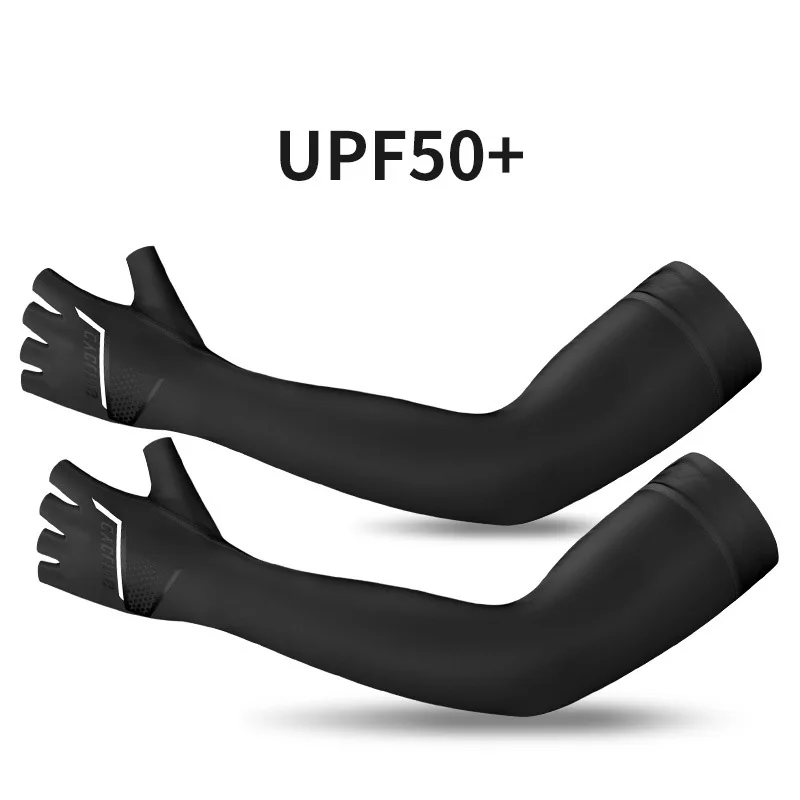 

1 Pair Compression Sunscreen Cycling Arm Sleeves UPF50 Half Finger Cuff Glovers Arm Fishing Hiking Sleeves Protect