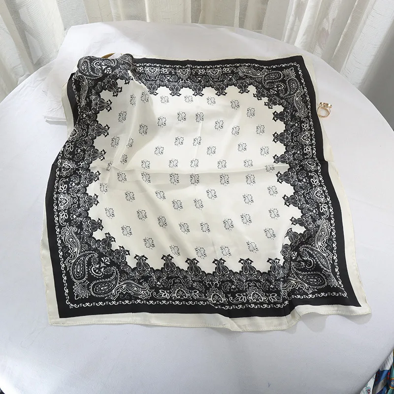 

Female Silk Neck Scarf Small Print Square Hair Scarves Foulard Head Band Shawls and Wraps Neckerchief Bandana 53*53CMcm