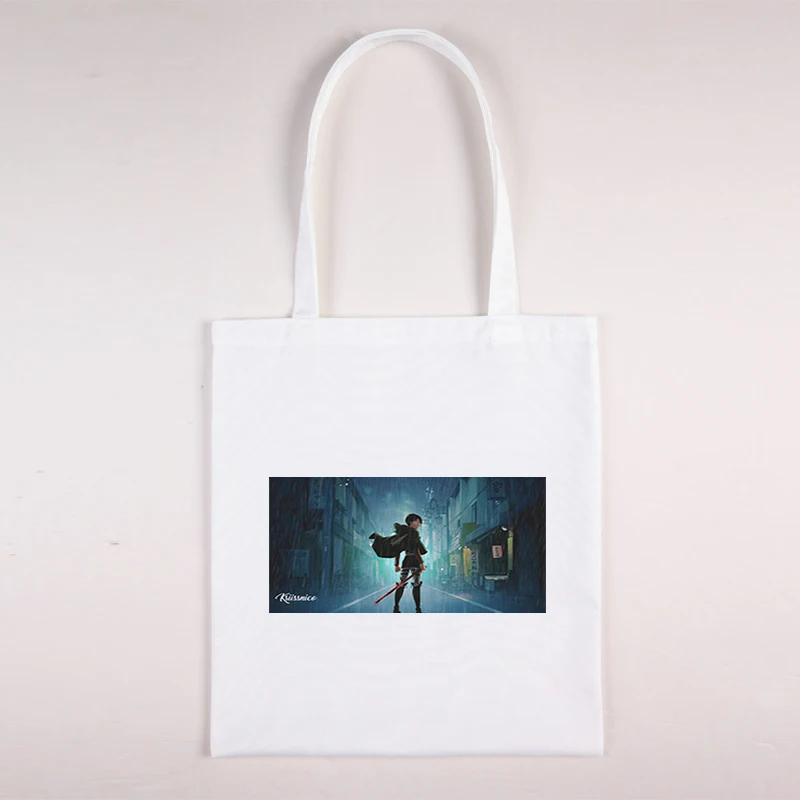 

Anime Shopper Bag 2021 Folding Shopping Fabric Canvas Titans Attack Bags for Boutique Thanks Teacher Gift Designer Handbags Tote