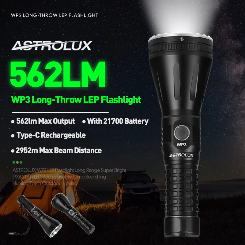 저렴한 ASTROLUX WP3 LEP 손전등 장거리 슈퍼 브라이트 IPX6 21700 LED 충전식 램프 검색 사냥 토치 야외 조명