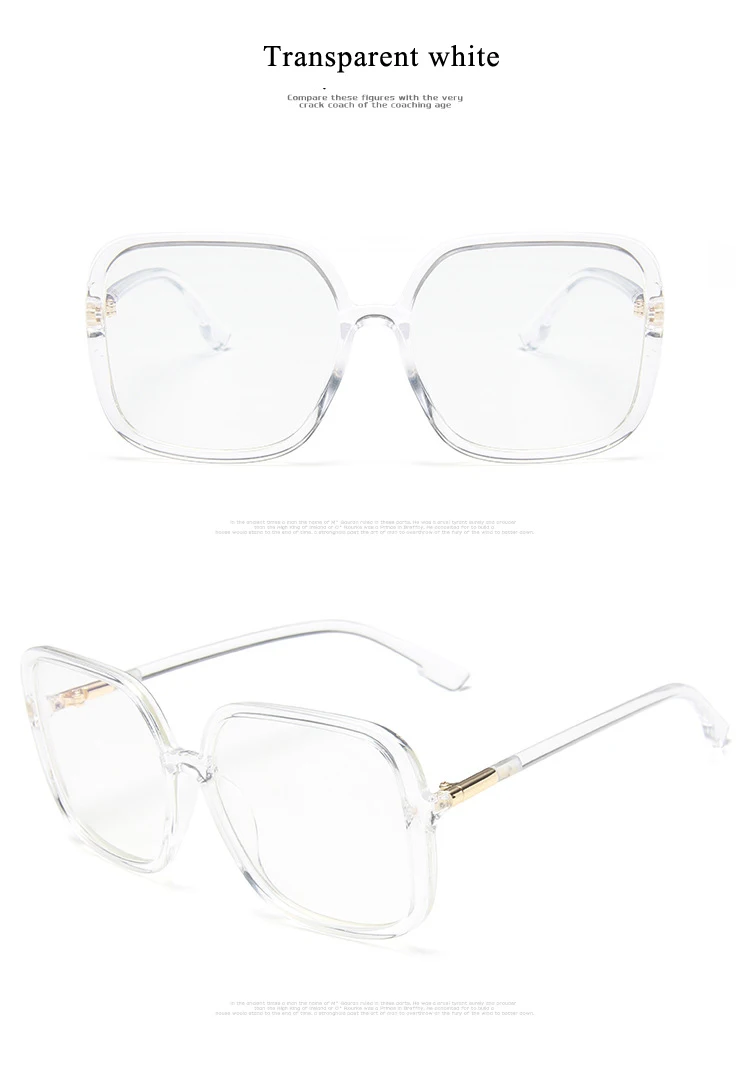 Transparent White Модные прозрачные женские очки Роскошные негабаритные квадратные очки женские прозрачные очки для чтения оптические очки - Цвет оправы: Transparent White