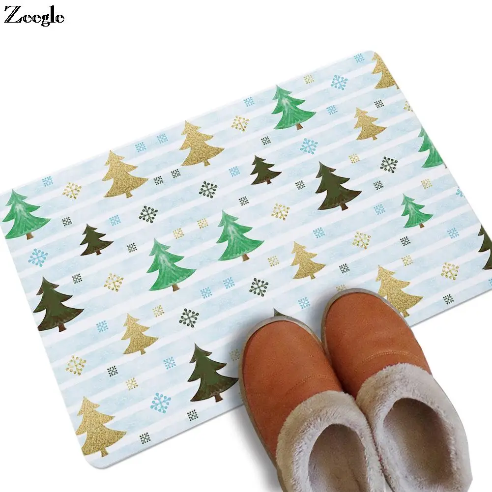 

Водонепроницаемый резиновый дверной коврик Zeegle, Рождественский мультяшный домашний декор, наружный ковер, прочный ковер, Противоскользящи...