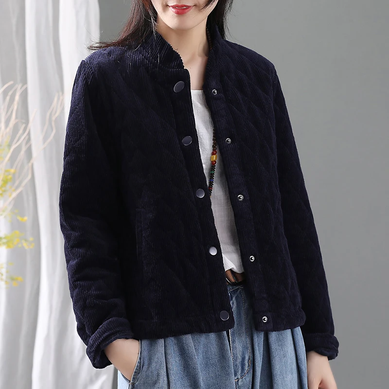 Женская парка с хлопковой подбивкой однотонная винтажная Свободная