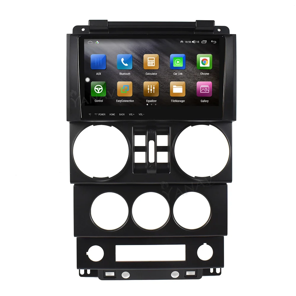 저렴한 안드로이드 2 딘 자동차 라디오 지프 랭글러 2008-2010 GPS 네비게이션 스테레오 수신기 멀티미디어 플레이어 자동 비디오 무선 Carplay