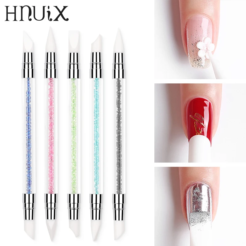 Двойной конец 2 способ дизайн ногтей силиконовая скульптура ручка 3D Блестки для