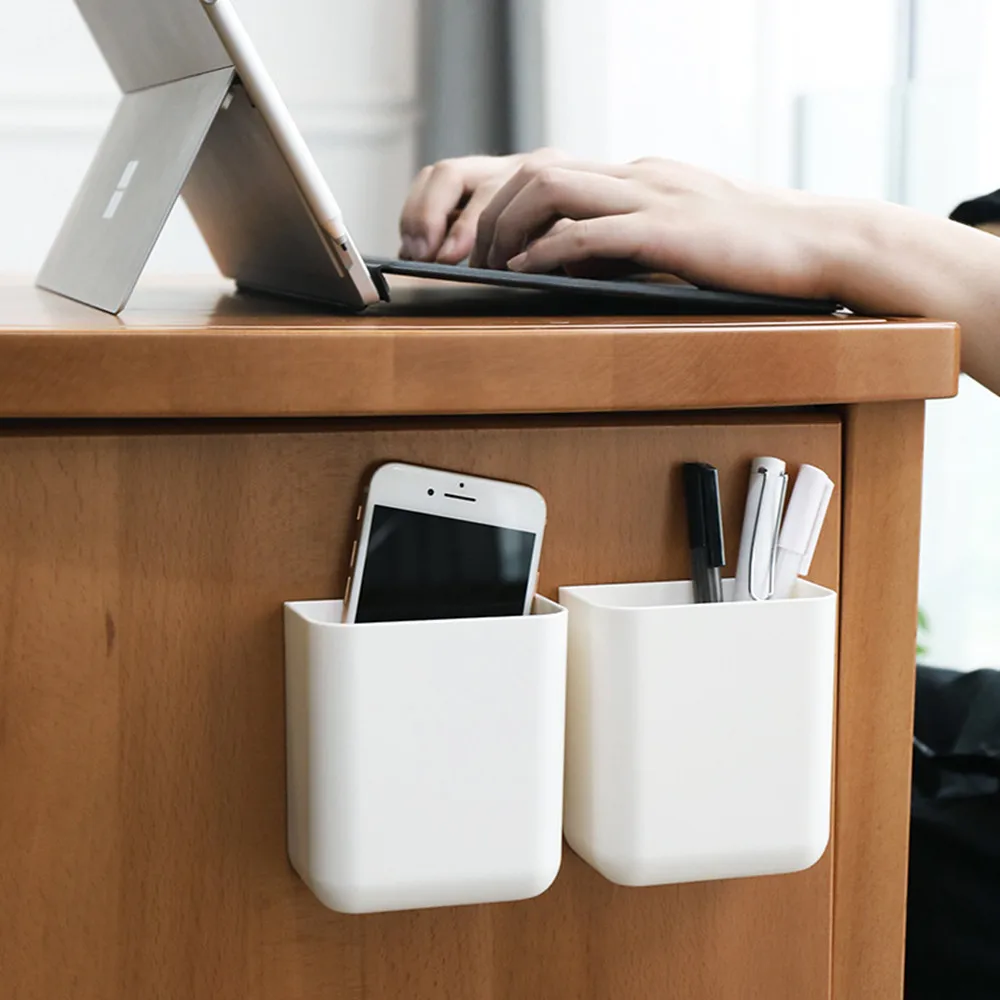 

Wall Mounted Organizer Storage Box Remote Control Air Conditioner Storage Case Mobile Phone Plug Holder Stand Container
