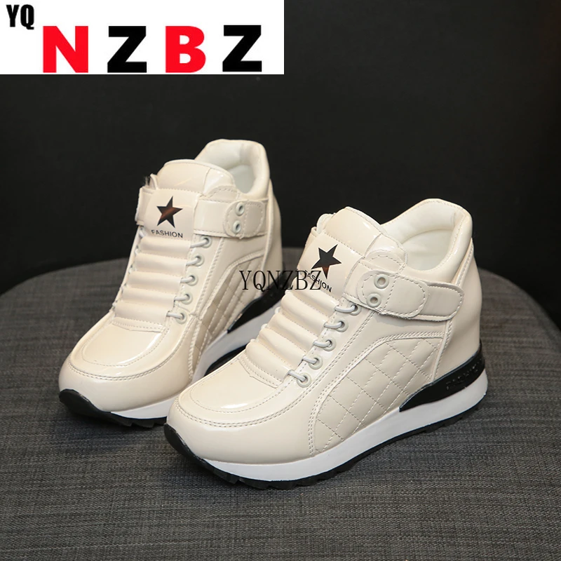 

Women Casual Shoes Autumn Platform Hidden Increasing Sneakers PU Leather Shoes Woman Breathable High Quality White Shoe New 2021