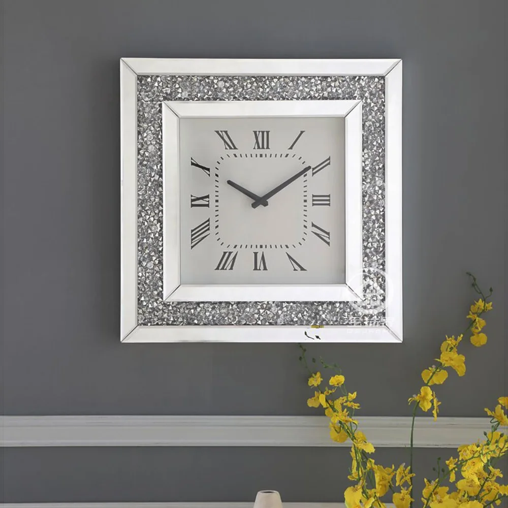 

Modern Mirrored Wall Clock Decorative Mirror Clock Crystal Wall Clock