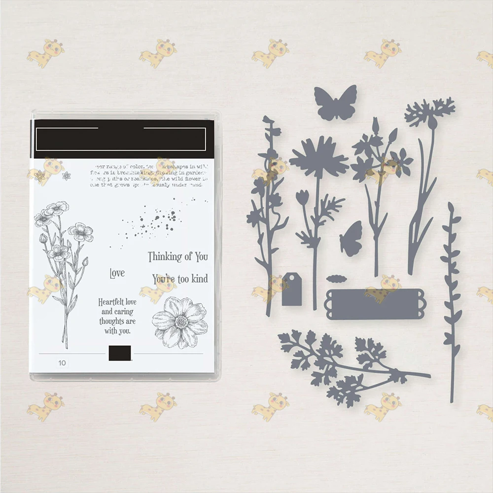 

Thinking Of You Flower Metal Cutting Dies and Stamps Stencils For Scrapbooking Stamps Embossing Mold DIY Paper Cards Crafts Cut