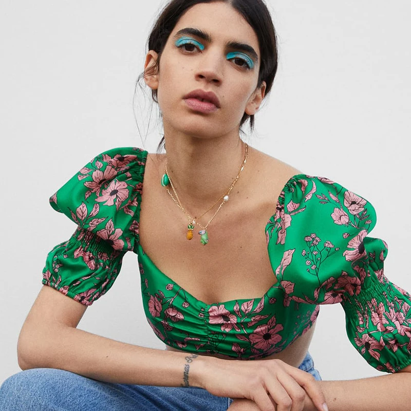 Женское винтажное ожерелье чокер ZA весеннее зеленое с подвеской в форме