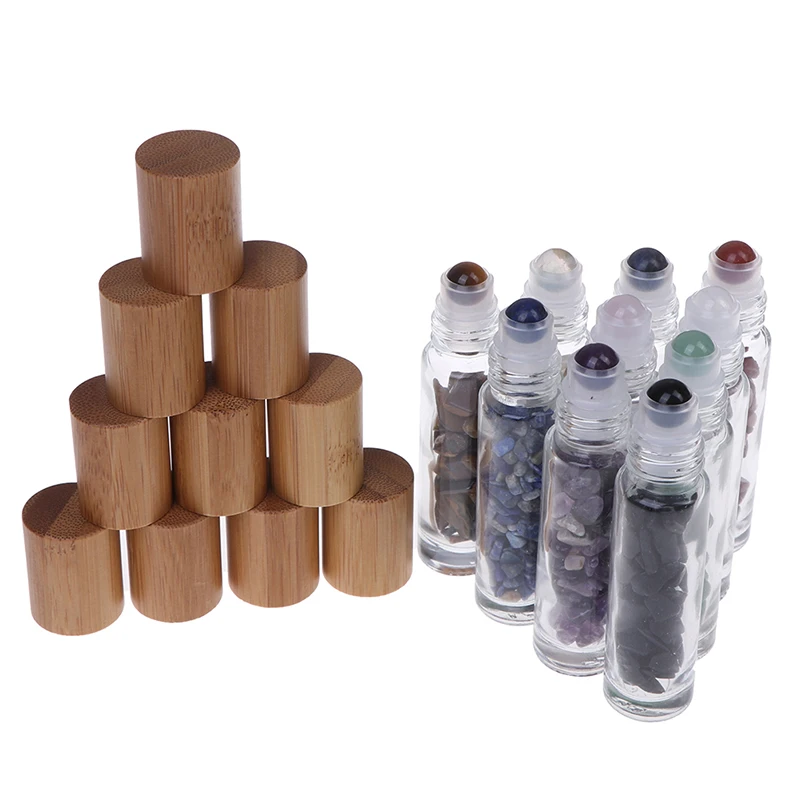 Прозрачное стекло с бамбуковой крышкой 10 мл 1 шт.|Многоразовые бутылки| |