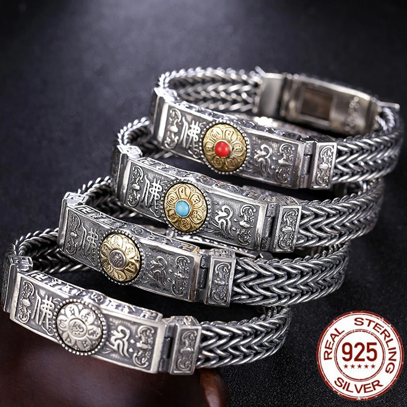 2020 Для мужчин плетение веревочный браслет из чистого 100% 925 пробы серебряной