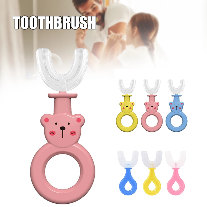 

Manual Children Toothbrush with U-Shape Soft Silicone Brush Head Practical Teeth Cleaning Tool for Boys Girls PR Sale