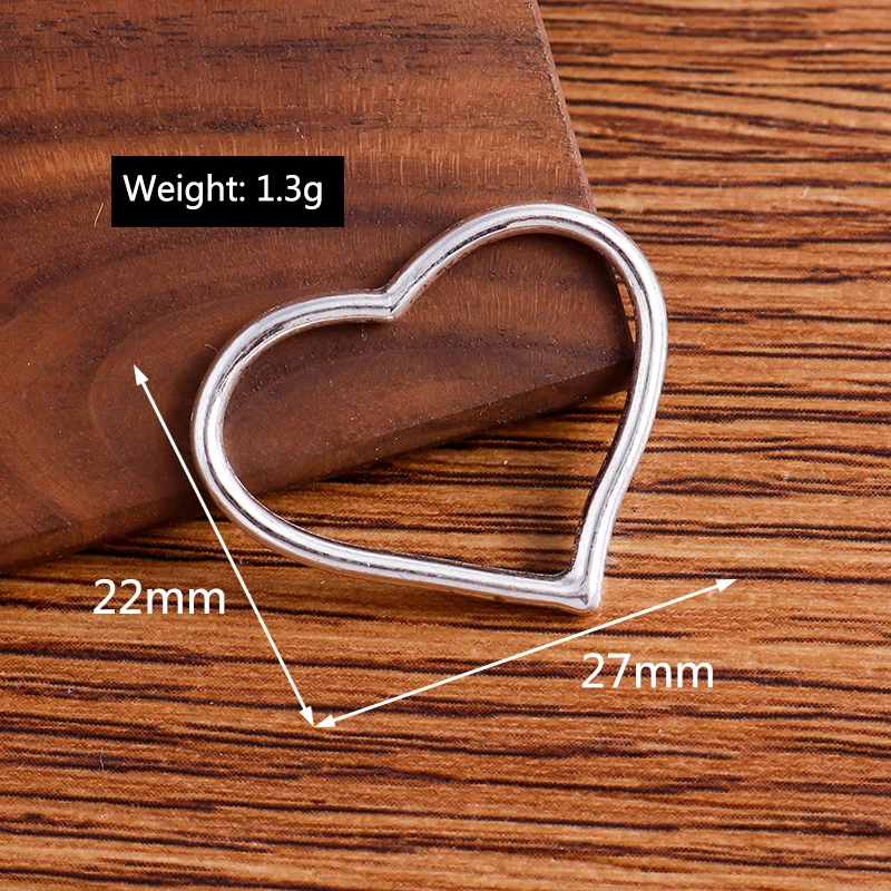 

20pcs 27*22mm Asymmetric Hollow Love Heart Charms Pendants for Bracelets Necklaces Accessories Handmade Craft DIY Jewelry Making