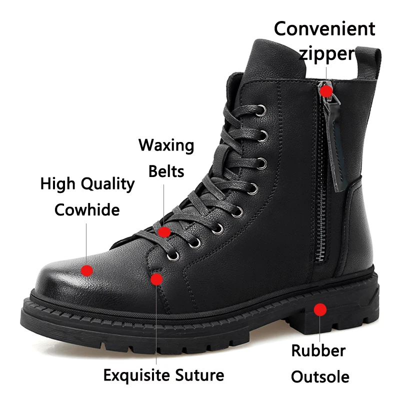 Мужские мотоциклетные ботинки JUNJARM черные теплые до щиколотки рабочая обувь