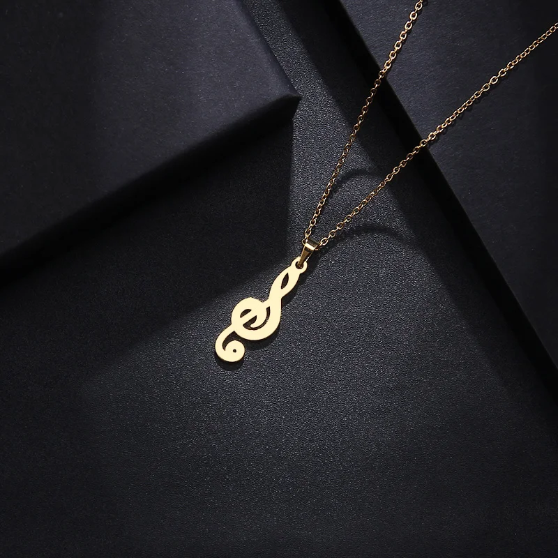 

Stainless Steel Necklace For Women Man Lover's Music Gold And Silver Color Pendant Necklace Engagement Jewelry
