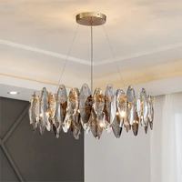 nordic modern crystal pendant lights for living room luxury home decoration lighting fixtures round gold led cristal chandeliers