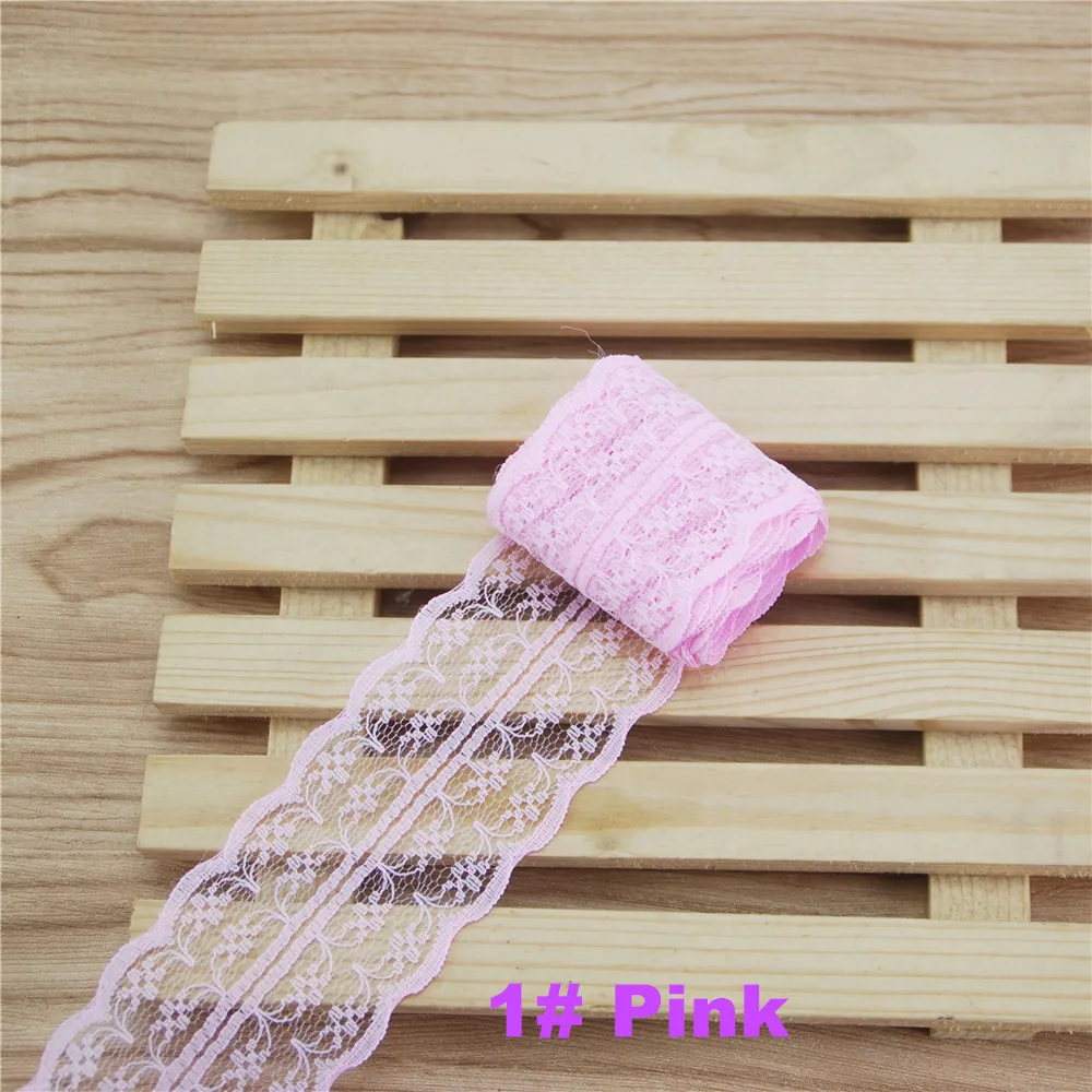 Pink FASMILEY 45 мм кружевная отделка из полиэстера Grosgrain кружевная лента Цветочная отделка разноцветная лента 10 ярдов L133-2 - Цвет: Pink
