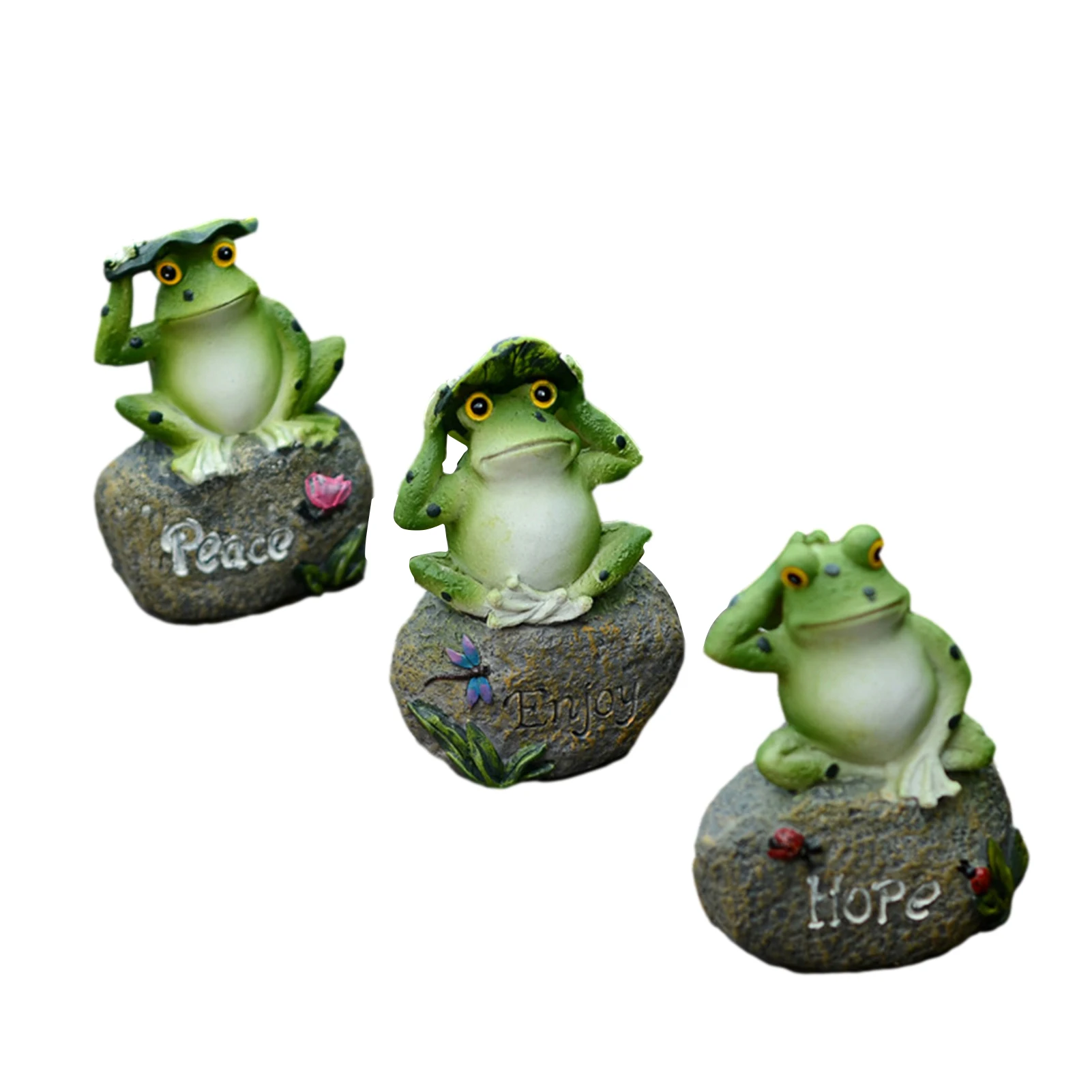 

HOT SALE 5 Inch Frogs Garden Statues Frogs Sitting On Stone Sculptures Garden Yard Frogs Landscaping Stone Ornaments Decoration