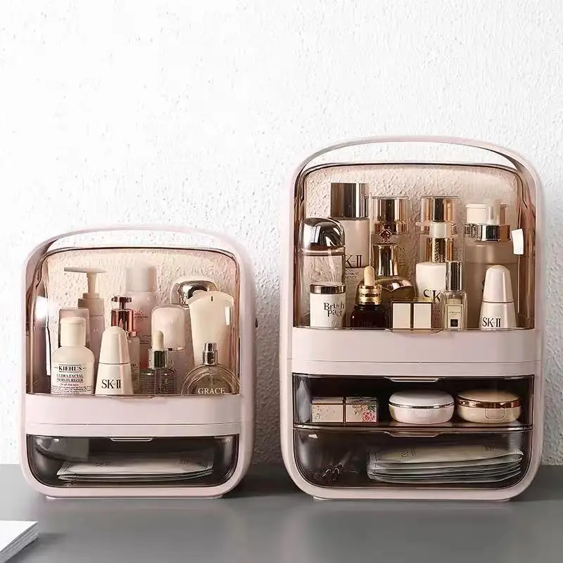 Large Capacity Cosmetic Box Makeup Organizer Jewelry Lipstick Container Box Travel Cosmetic Luggage Desktop Drawer Home Storage