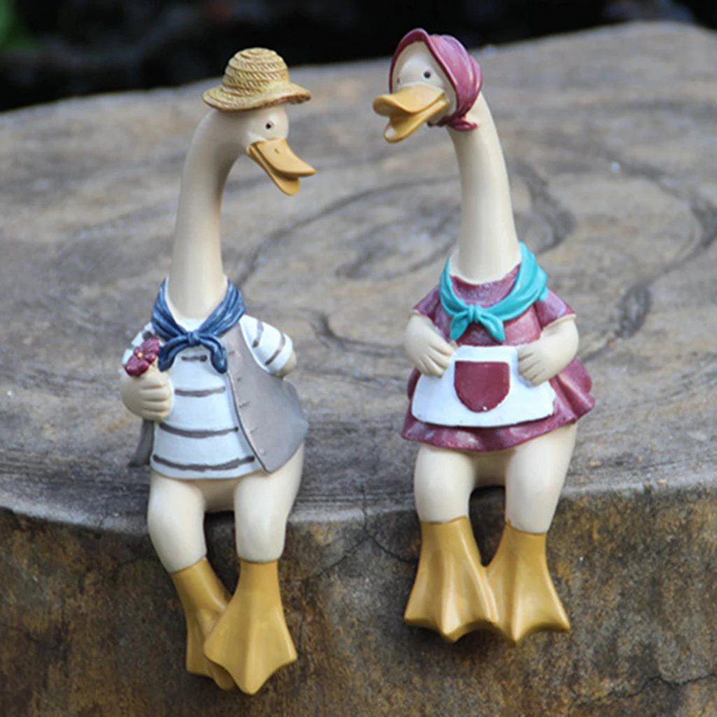 

Couple Duck Statue Animal Sculpture Decor Coffee Shop Living Room Yard